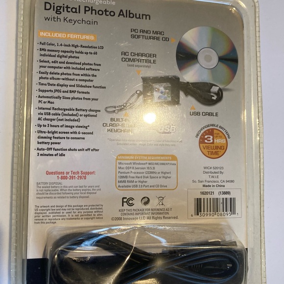 Digital Photo Album With keychain 8Mb/ USB Rechargeable - Picture 9 of 10